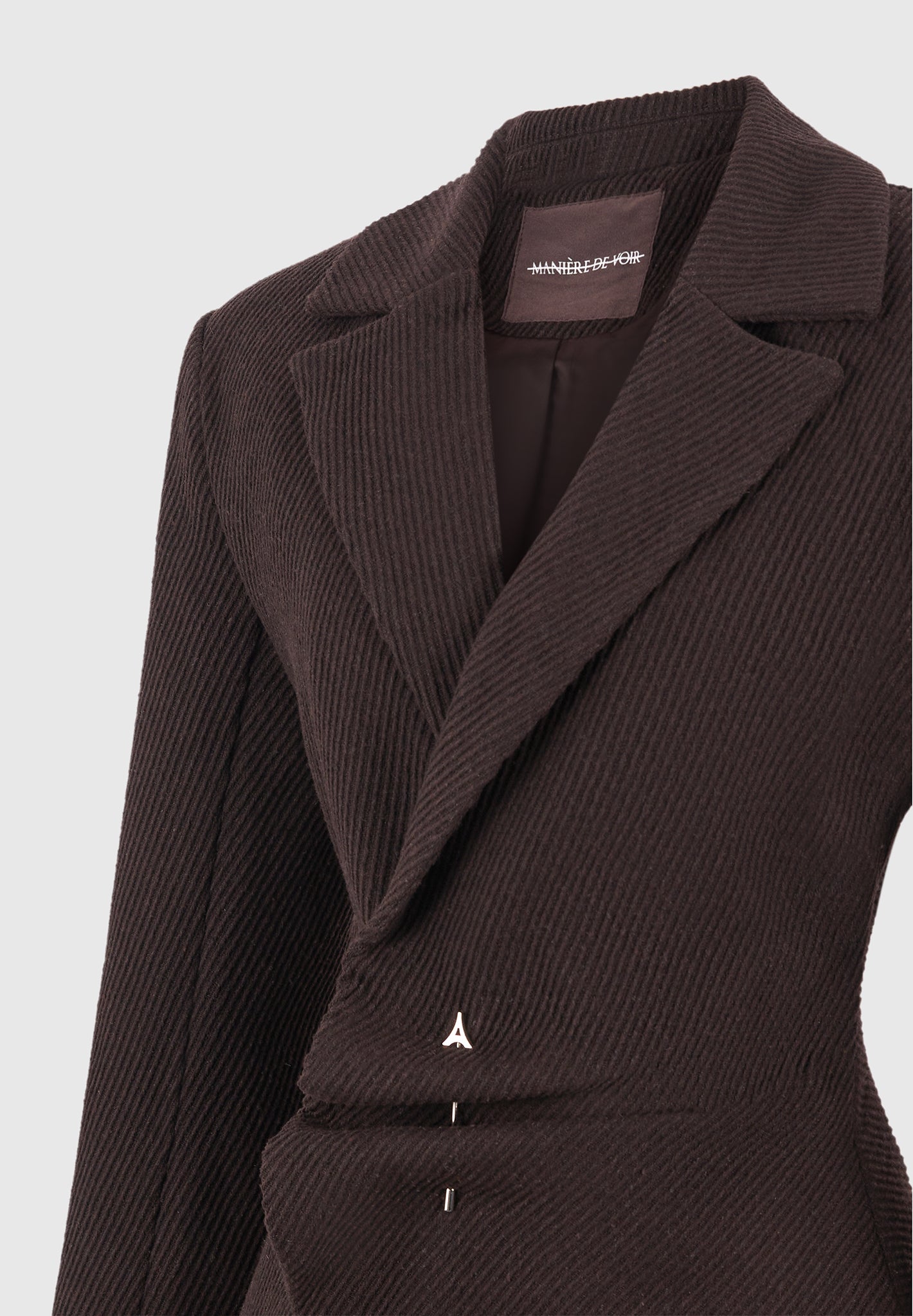 Sylvie - Oversized Wool Asymmetric Blazer Dress - Brown