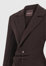 Sylvie - Oversized Wool Asymmetric Blazer Dress - Brown