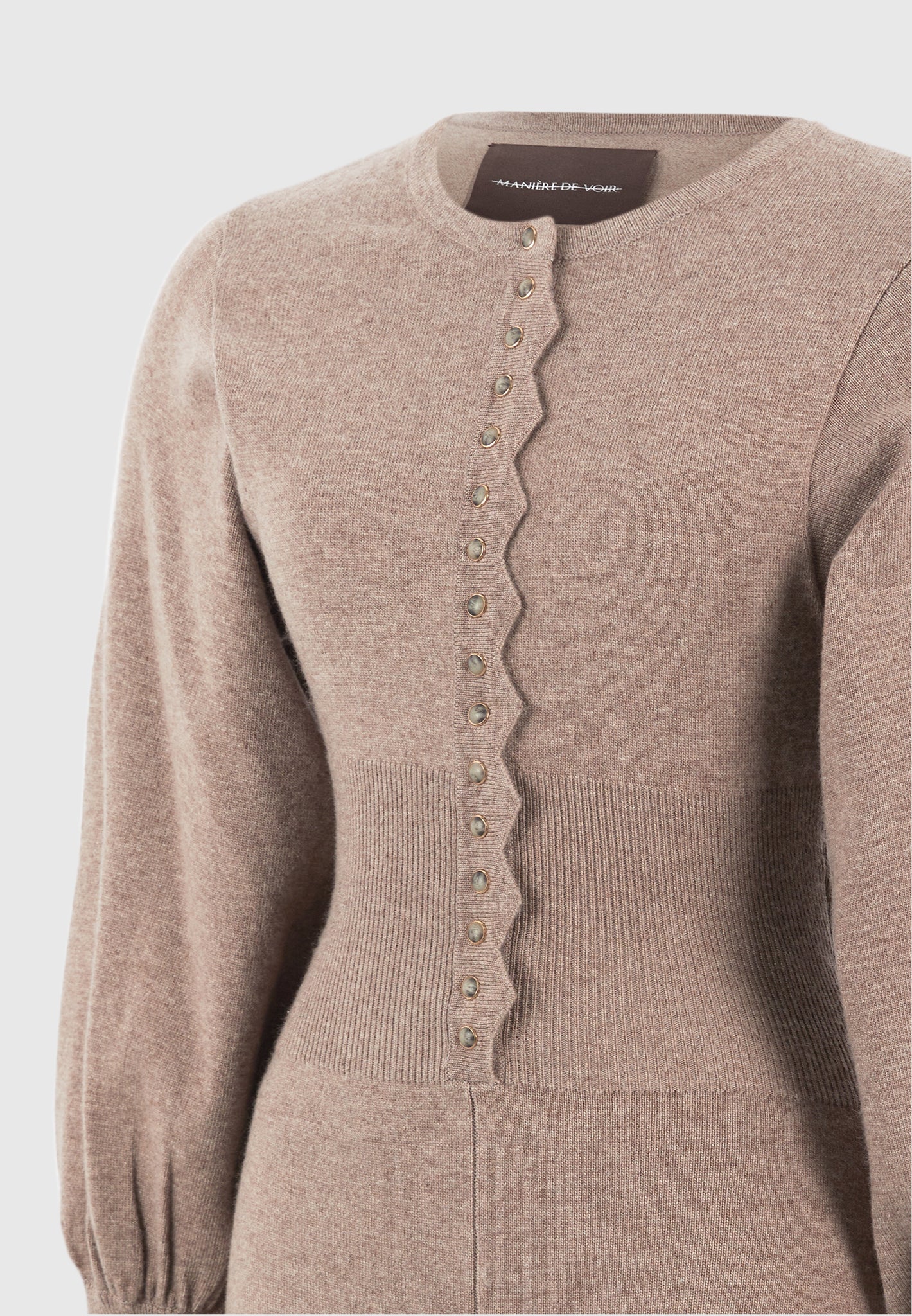 Michele - Knitted Scallop Hem Playsuit - Taupe