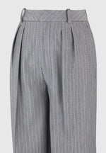 Julie - Pinstripe Twin Pleat Tailored Trousers - Grey