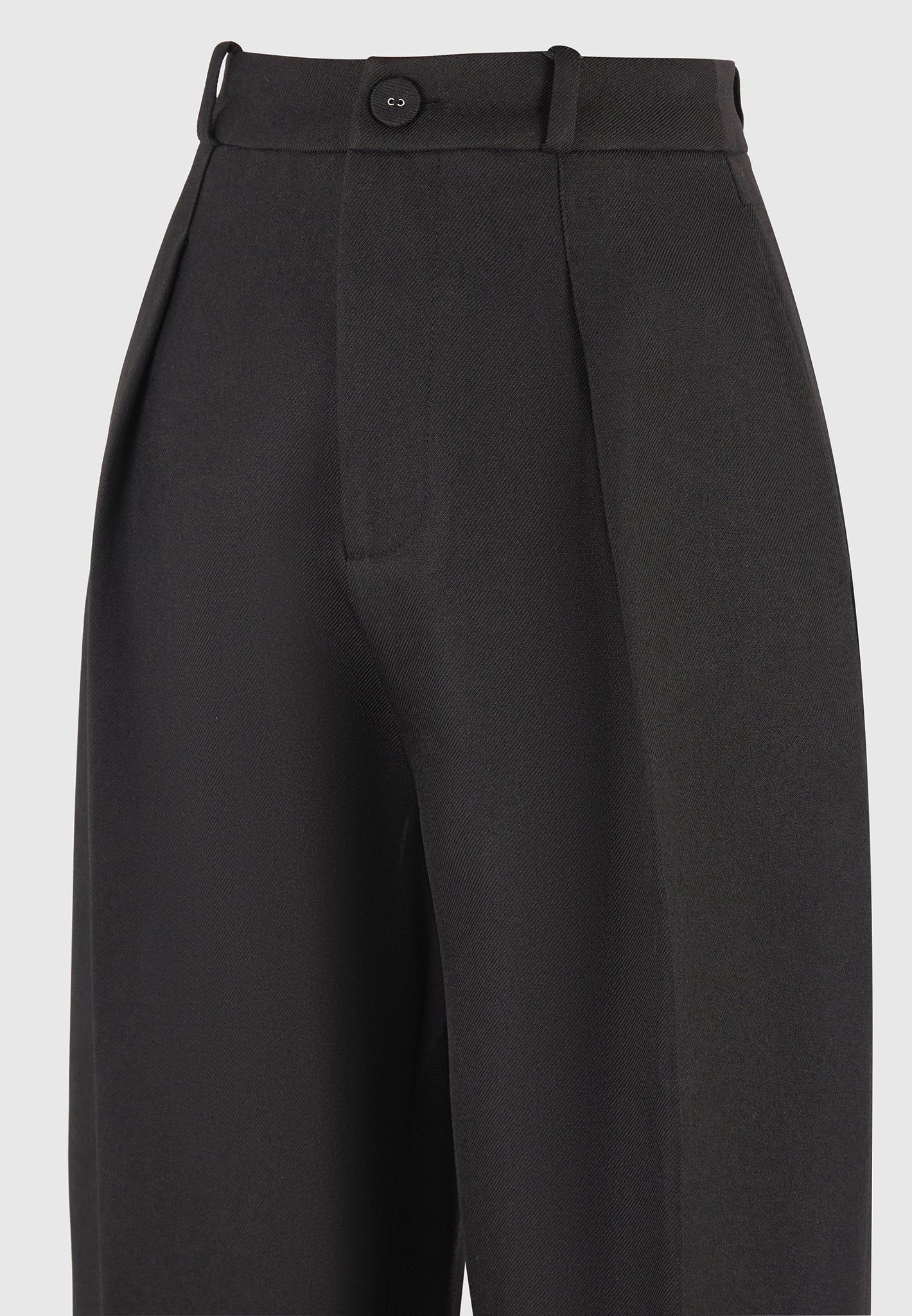 Sophie - Wool Twist Leg Tailored Trousers - Black