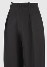 Sophie - Wool Twist Leg Tailored Trousers - Black