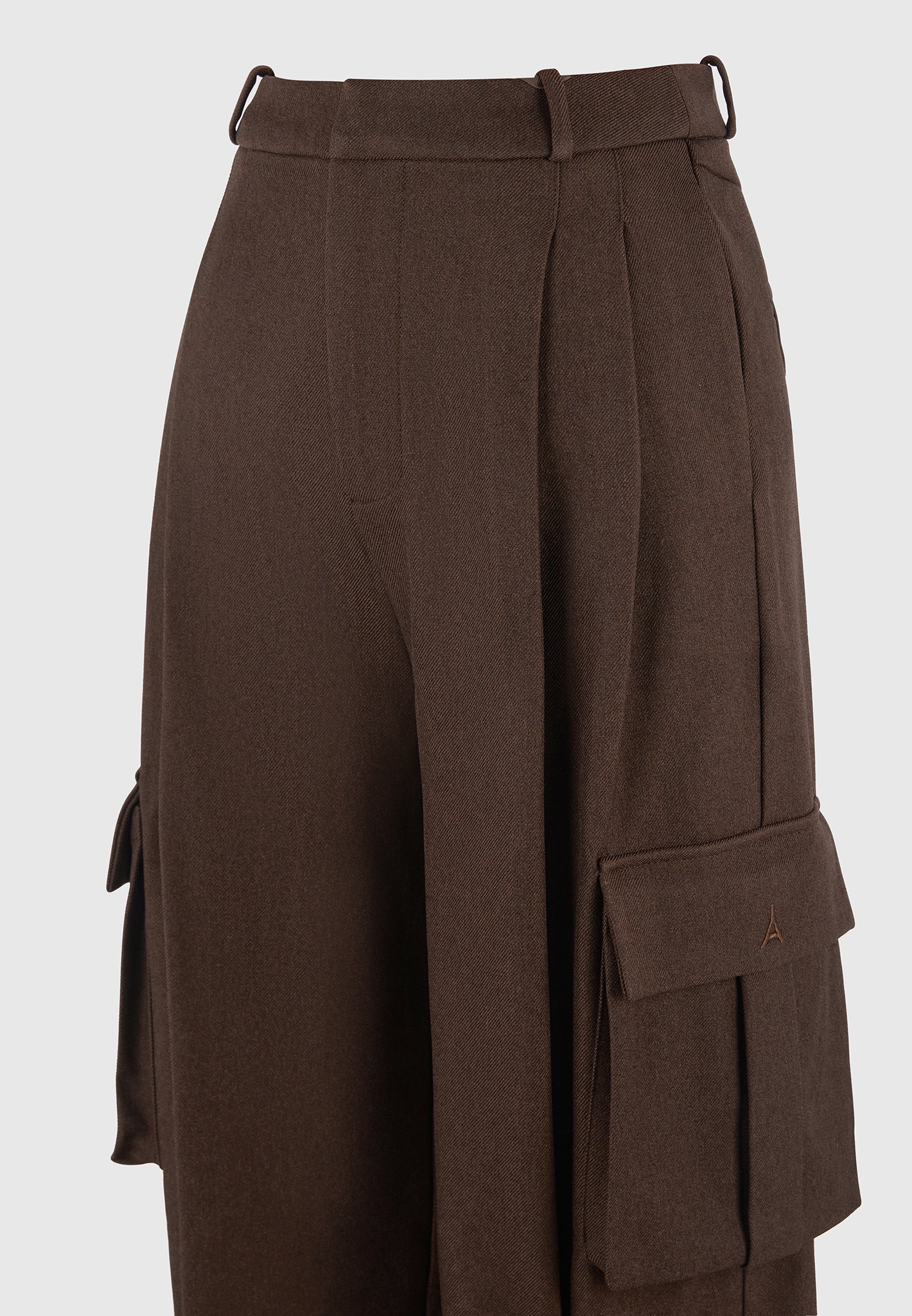 Danielle - Tailored Pleated Cargo Trousers - Brown