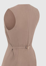 Simone - Cinch Waistcoat with Oversized Buttons - Taupe