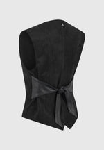 Christine - Suede Cinch Waistcoat - Black