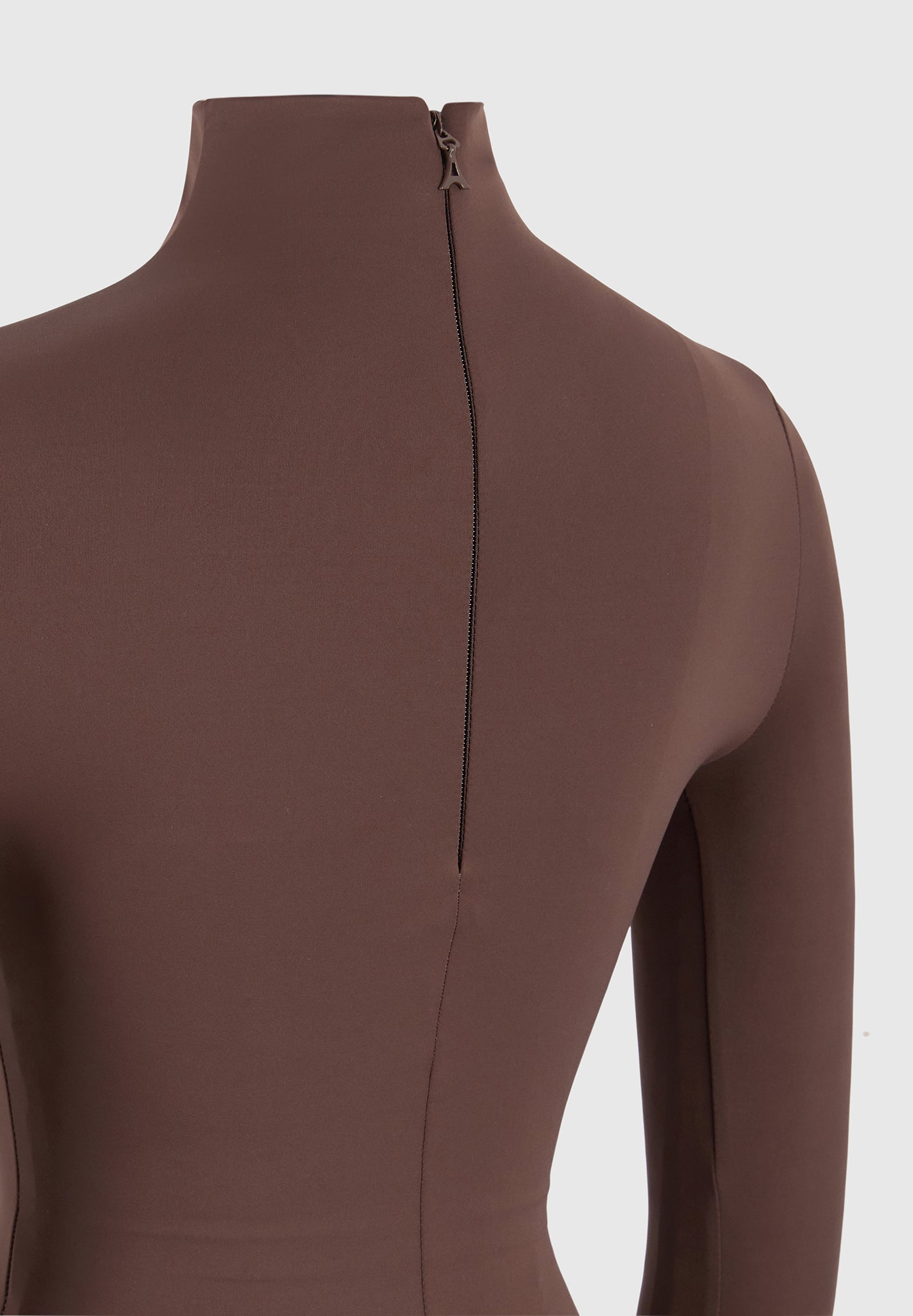 Alea - Mock Neck Long Sleeve Top - Brown