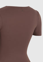 Léna - Double Layer Short Sleeve T-Shirt - Brown