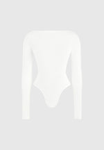 Eva - Boat Neck Bodysuit - White