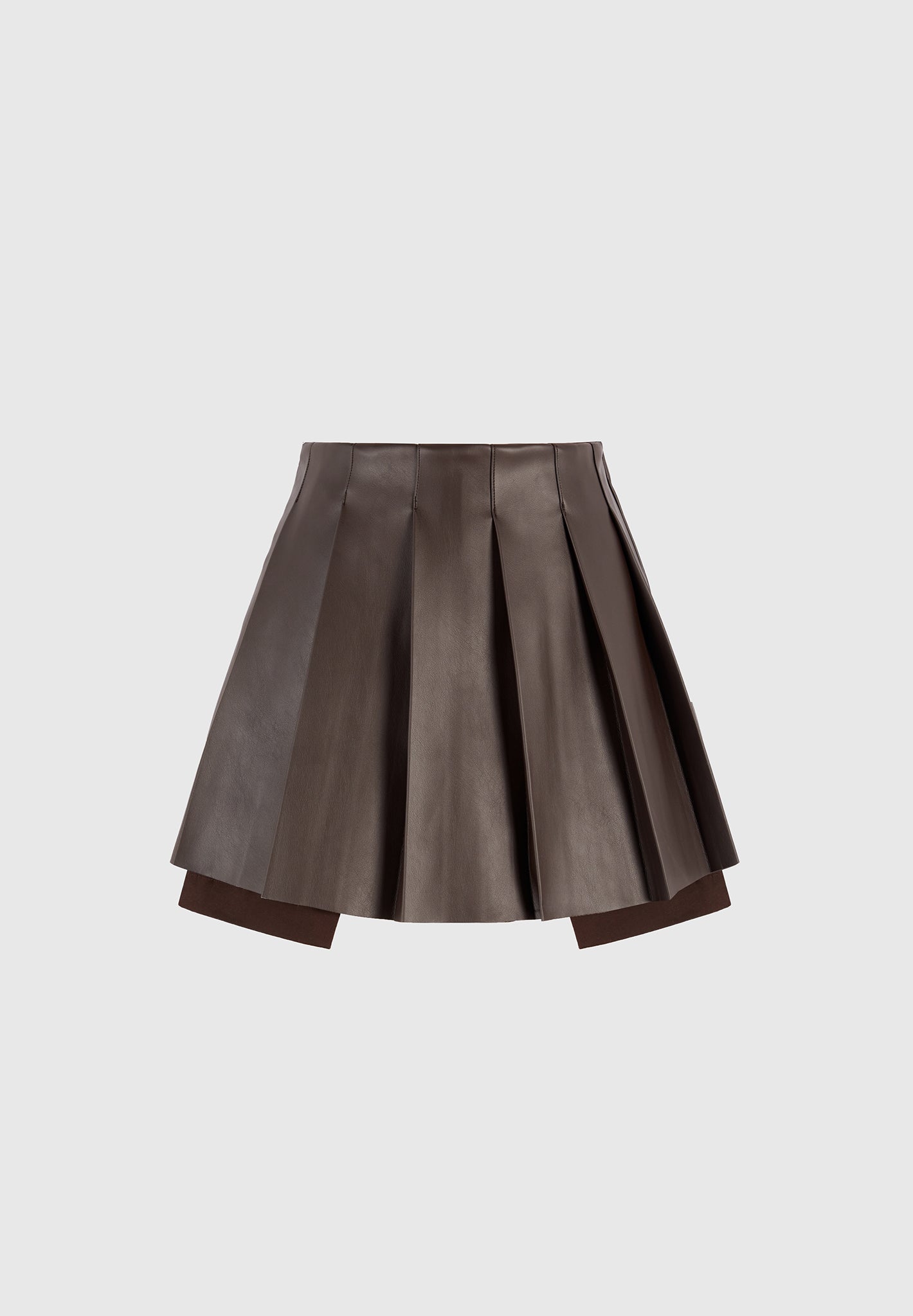 Juliette - Leather Pleated Skort - Brown