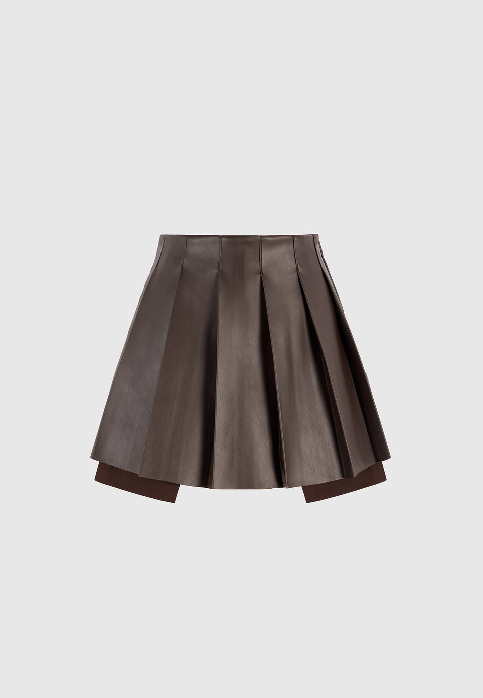 juliette-leather-pleated-skort-brown