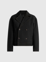 Mika - Unisex Tailored Double Breasted Jacket With Contrast Stitch - Black