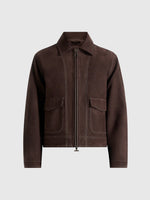 Vince - Suede Contrast Stitch Jacket - Brown