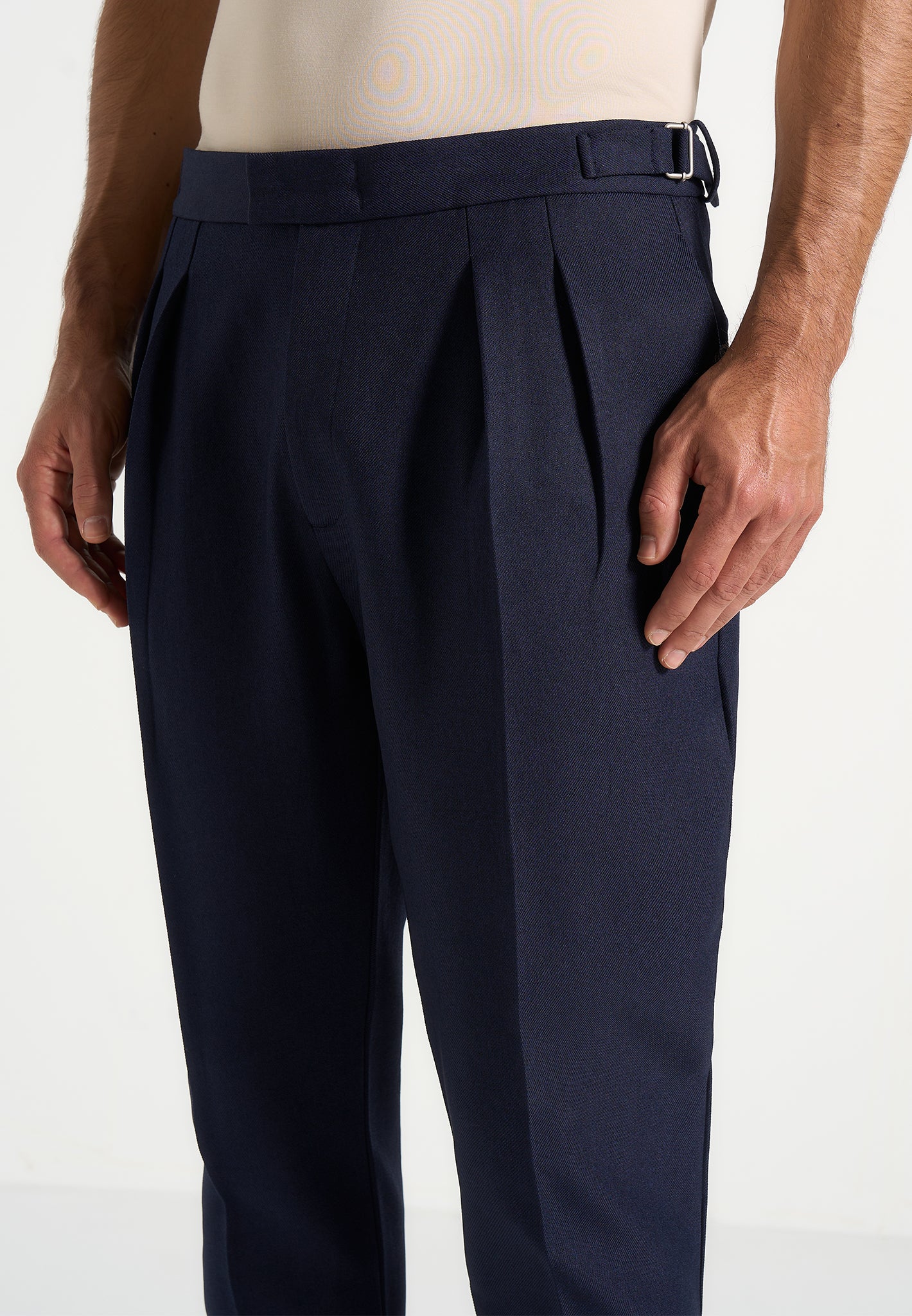 Hubert - Slim Fit Tailored Trousers - Navy