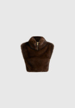 Nayla - High Neck Fur Jumper - Brown