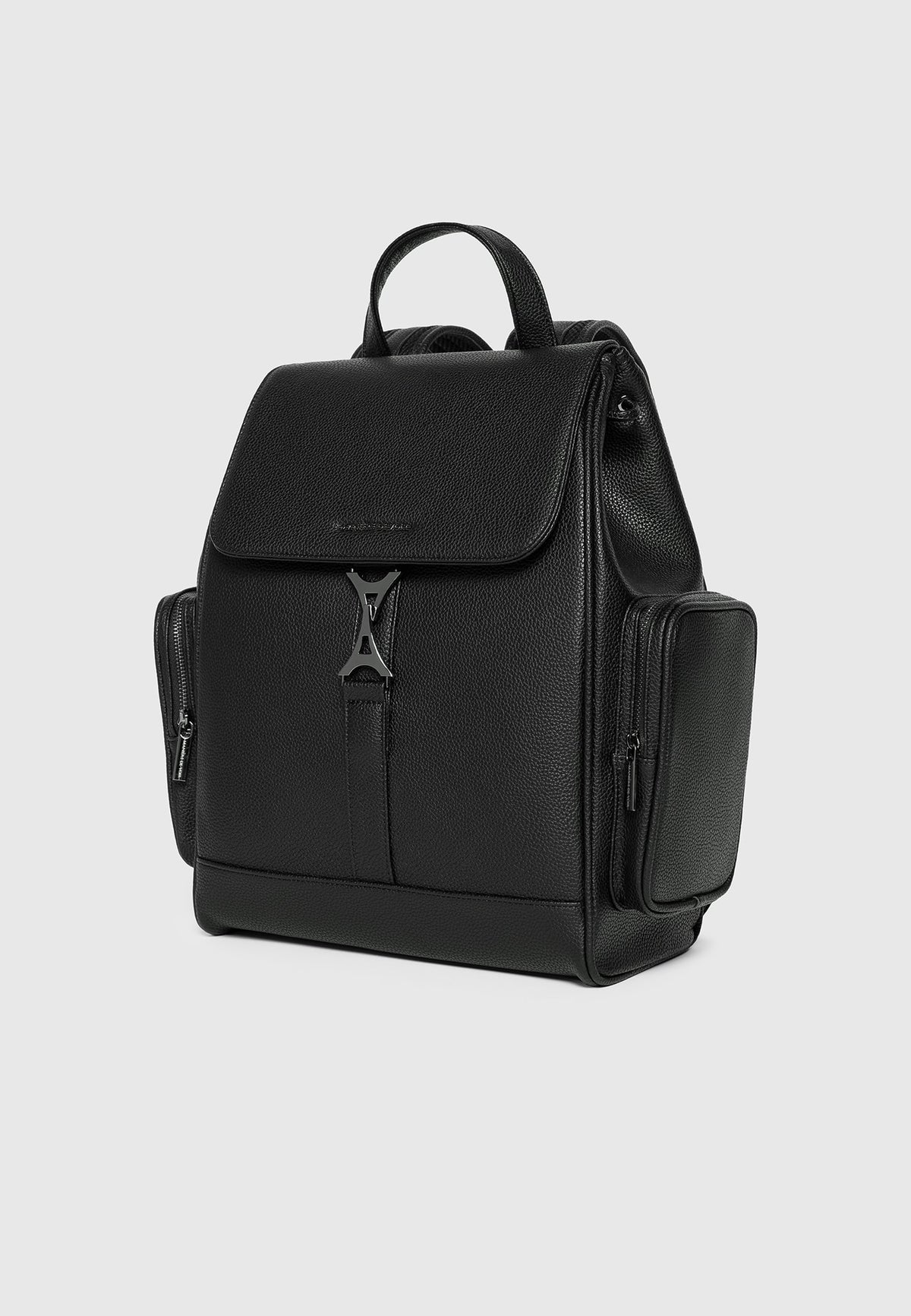 Maloe - Pebbled Leather Eiffel Clasp Backpack - Black