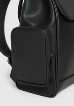 Taylor - Pebbled Leather Eiffel Clasp Backpack - Black