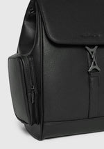 Taylor - Pebbled Leather Eiffel Clasp Backpack - Black
