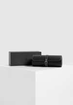 Fred - Pebbled Leather Contrast Stitch Watch Roll - Black