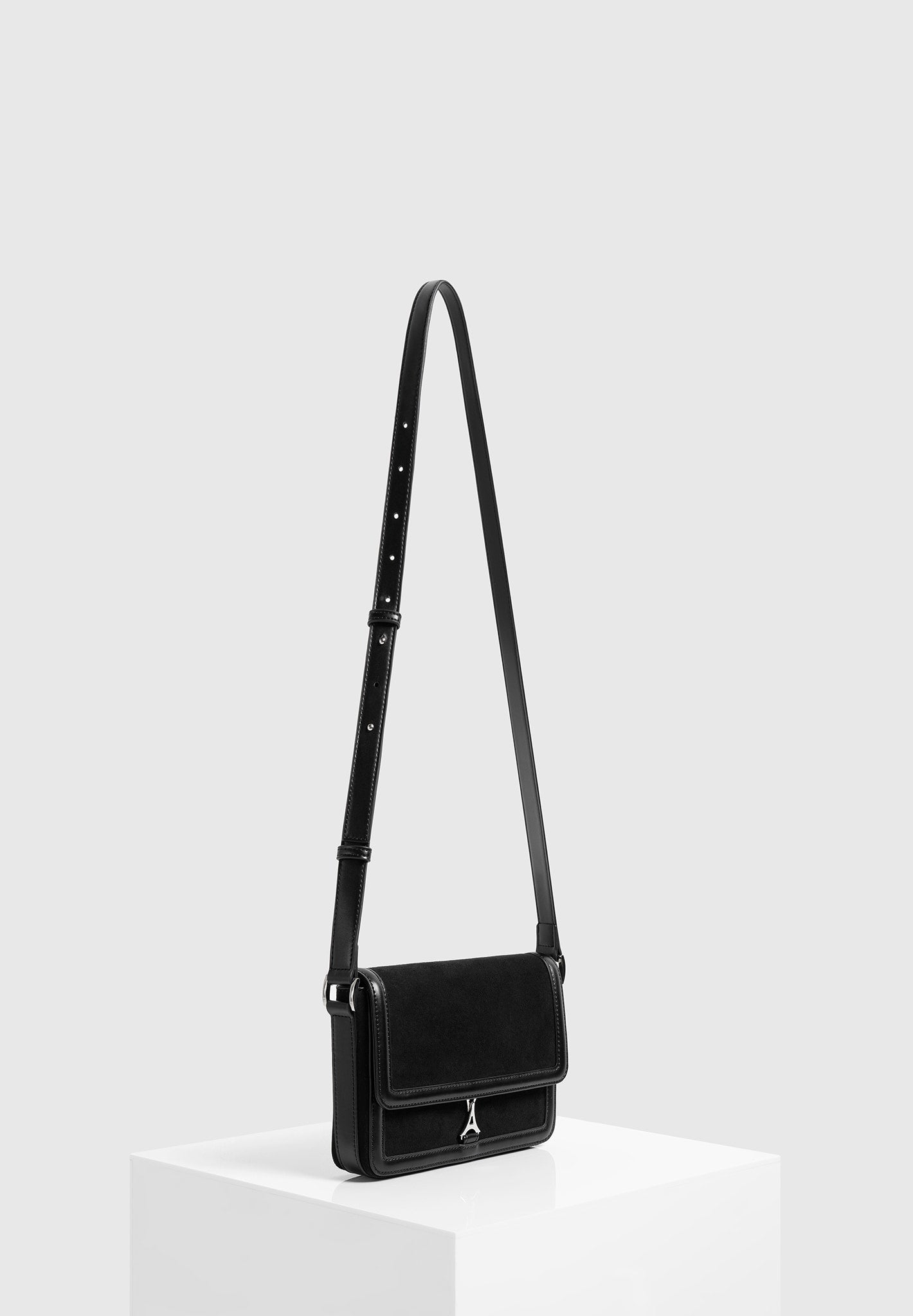 Misha - Suede & Leather Crossbody Bag - Black