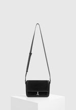 Misha - Suede & Leather Crossbody Bag - Black