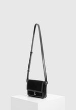 Misha - Suede & Leather Crossbody Bag - Black