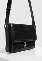 Misha - Suede & Leather Crossbody Bag - Black