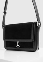 Misha - Suede & Leather Crossbody Bag - Black