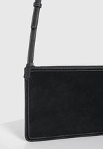 Elio - Suede Contrast Stitch Crossbody Bag - Black