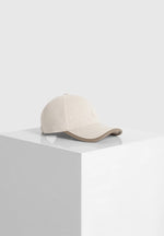 Vincent - Embossed Eiffel Cap With Leather Trim - Natural