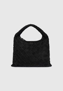Aubin - Suede Woven Hobo Bag - Black