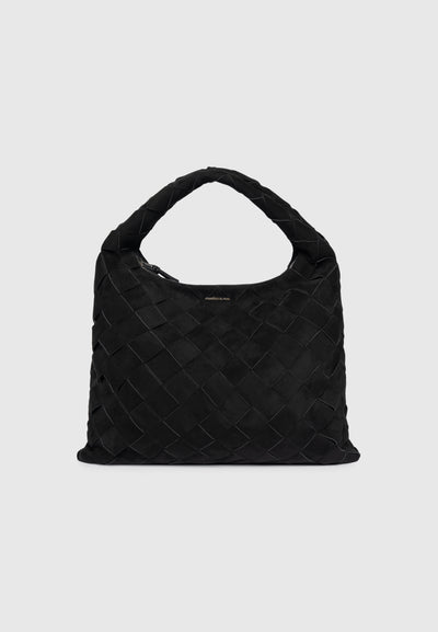 Aubin - Suede Woven Hobo Bag - Black