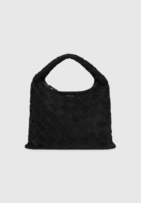 Aubin - Suede Woven Hobo Bag - Black