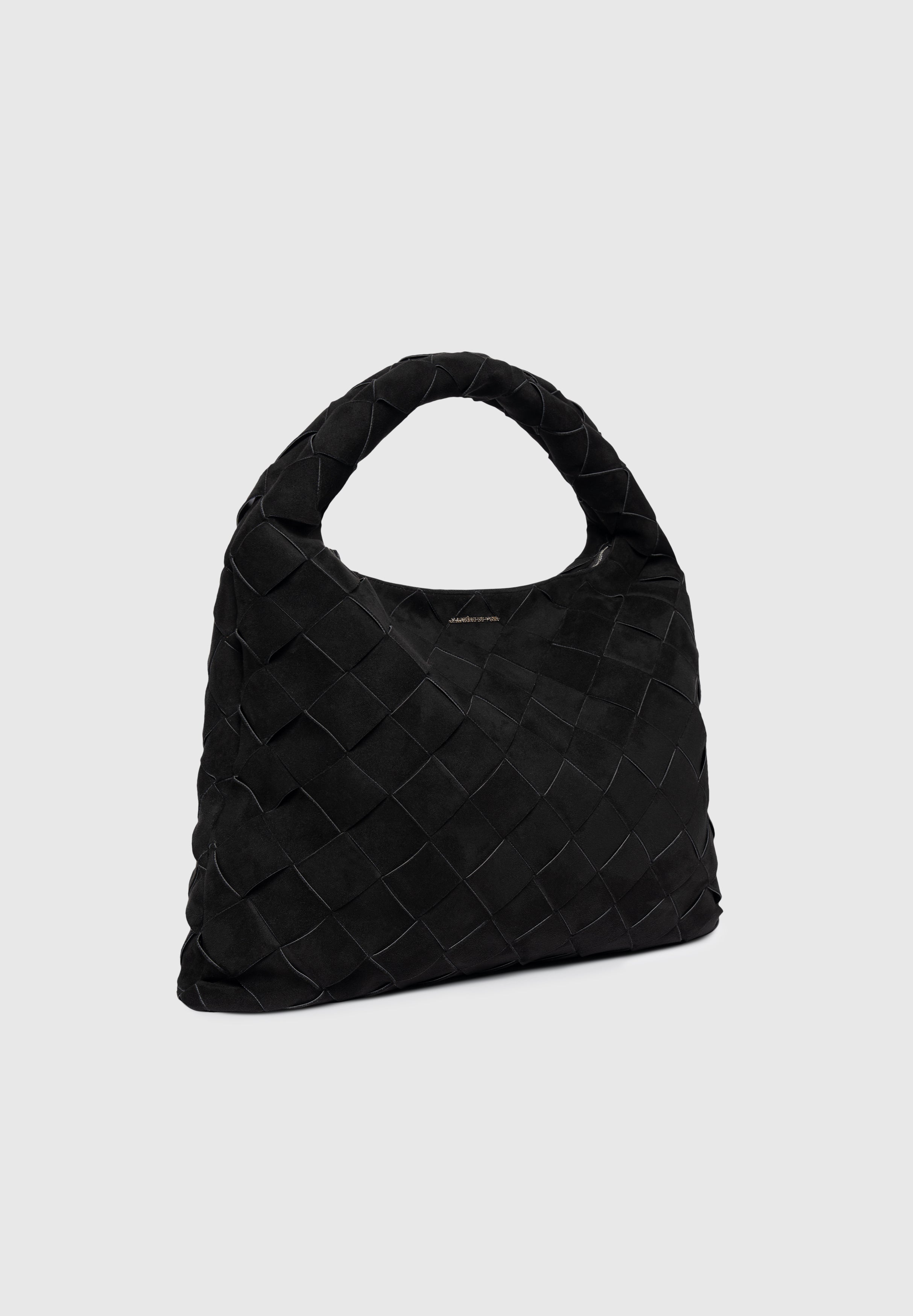 Aubin - Suede Woven Hobo Bag - Black 