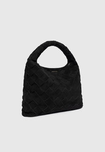 Aubin - Suede Woven Hobo Bag - Black