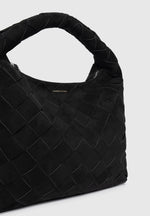 Aubin - Suede Woven Hobo Bag - Black