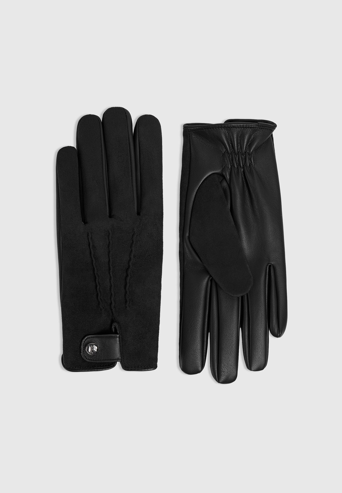 Mario - Suede & Leather Gloves - Black