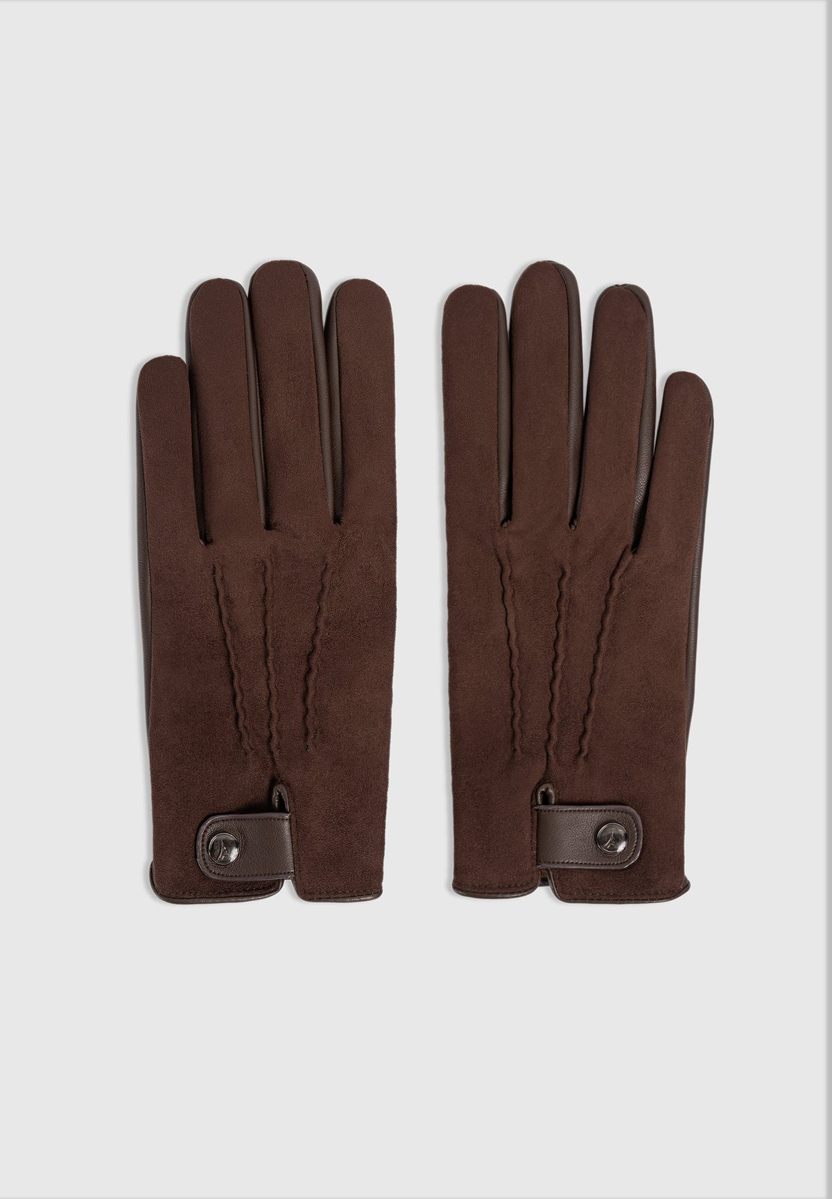 Mario - Suede & Leather Gloves - Brown
