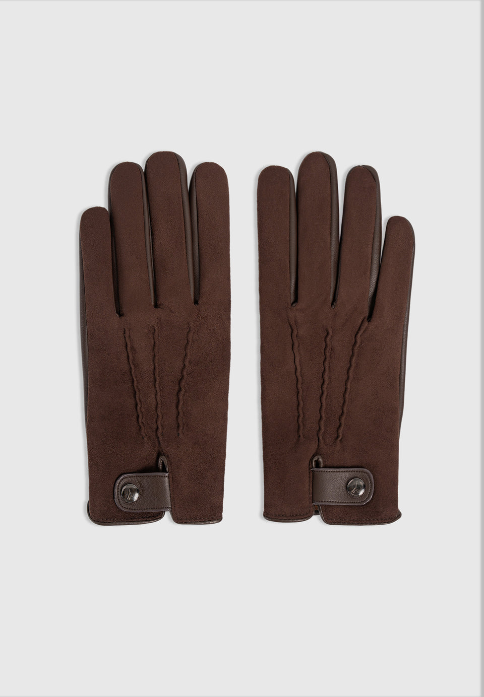 Mario - Suede & Leather Gloves - Brown