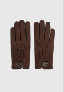 Mario - Suede & Leather Gloves - Brown