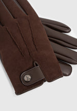 Mario - Suede & Leather Gloves - Brown