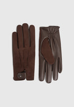 Mario - Suede & Leather Gloves - Brown