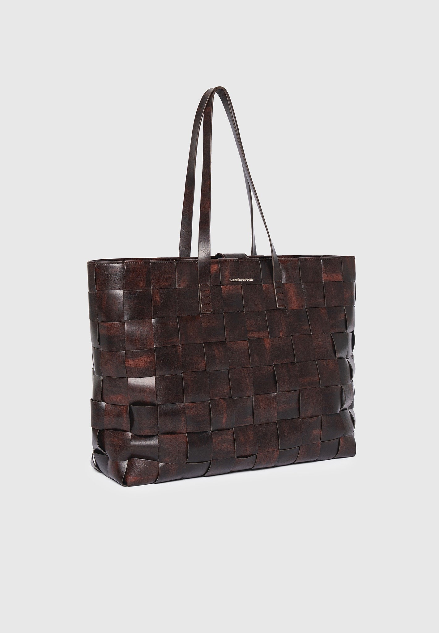 Sam - Vintage Leather Woven Tote Bag - Brown