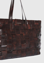 Sam - Vintage Leather Woven Tote Bag - Brown