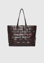 Sam - Vintage Leather Woven Tote Bag - Brown