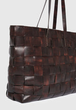 Sam - Vintage Leather Woven Tote Bag - Brown