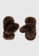 Alva - Fur Mitten Gloves - Brown