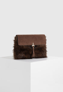 Aliya Fur Suede Clutch Bag Brown/Beige Manière De Voir