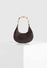 Sadie - Sculpted Leather Crescent Bag - Brown