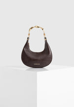 Sadie - Sculpted Leather Crescent Bag - Brown
