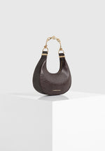Sadie - Sculpted Leather Crescent Bag - Brown